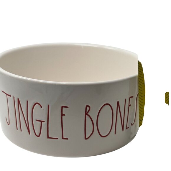 Rae Dunn Jingle Bones Red Letter Dog Bowl 6in Holiday Pet Dish Christmas Ceramic - Picture 5 of 13